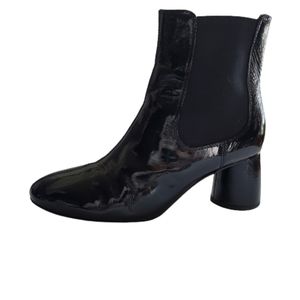 & Other Stories Black Patent Leather Heeled Ankle Boot Shoe Size 7 37